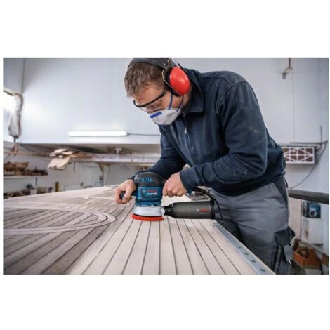 Bosch Professional Bosch Exzenterschleifer GEX 40-150, Mit Schleifblatt M480, Schleifteller, L-BOXX 7 Bosch Professional Bosch Exzenterschleifer GEX 40-150, Mit Schleifblatt M480, Schleifteller, L-BOXX – Bild 5