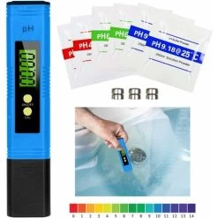 Digitales PH-Messgerät, Digitaler LCD-Wasserqualitätstester, Messbereich Für 0-14 Ph, 0,01 Ph Genauigkeit, Für Trinkwasser, Aquarien, Hydroponik, Schwimmbäder, Blau