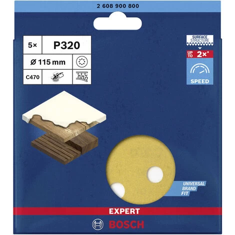 Bosch Accessories EXPERT C470 2608900800 Exzenterschleifpapier Gelocht Körnung 320 (Ø) 115 Mm 5 St. 6 Bosch Accessories EXPERT C470 2608900800 Exzenterschleifpapier Gelocht Körnung 320 (Ø) 115 Mm 5 St. – Bild 4