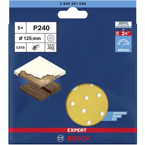 Bosch Accessories EXPERT C470 2608901098 Exzenterschleifpapier Gelocht Körnung 240 (Ø) 125 Mm 5 St. 5 Bosch Accessories EXPERT C470 2608901098 Exzenterschleifpapier Gelocht Körnung 240 (Ø) 125 Mm 5 St. – Bild 3