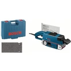 Bosch Professional Bosch Bandschleifer GBS 75 AE, Gewebeschleifband, Staubsack, Grafitplatte, Handwerkerkoffer