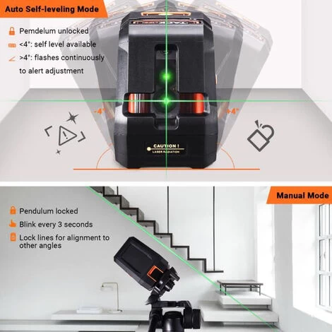 TACKLIFE SC-L07G, Linienlaser, 30 M Grüner Kreuzlinienlaser, 110° Unabhängiger Heller Laser, IP54 Wasserdicht, Selbstnivellierend, 360° 4 TACKLIFE SC-L07G, Linienlaser, 30 M Grüner Kreuzlinienlaser, 110° Unabhängiger Heller Laser, IP54 Wasserdicht, Selbstnivellierend, 360° – Bild 2