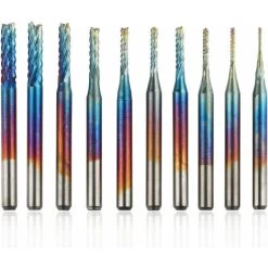 10-teiliges PCB-Kit Blauer Nano-Rotationsschneider Schaft 3 Mm Wolframkarbid-Endgravur-Set Für CNC-Fräser Gratwerkzeug Mit Aufbewahrungskoffer