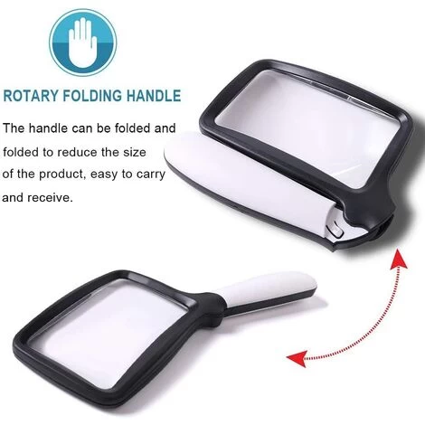 Faltbare Leselupe Mit 5 LED-Leuchten 3-fache Vergrößerung Mit 2 Dimmmodi Ideal Zum Lesen Von Kleingedruckten, Büchern, Sehbehinderung, Einfaches Lesen Bei Nacht 6 Faltbare Leselupe Mit 5 LED-Leuchten 3-fache Vergrößerung Mit 2 Dimmmodi Ideal Zum Lesen Von Kleingedruckten, Büchern, Sehbehinderung, Einfaches Lesen Bei Nacht – Bild 4