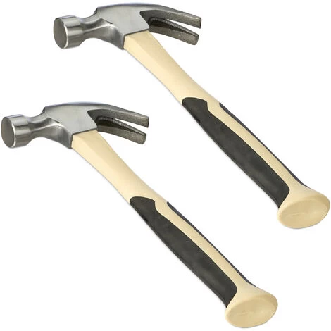 Relaxdays Zimmermannshammer, 2er Set, Klauenhammer Amerikanisch, Latthammer, Ergonomisch, Fiberglas, Stahl, Beige/silber 3 Relaxdays Zimmermannshammer, 2er Set, Klauenhammer Amerikanisch, Latthammer, Ergonomisch, Fiberglas, Stahl, Beige/silber