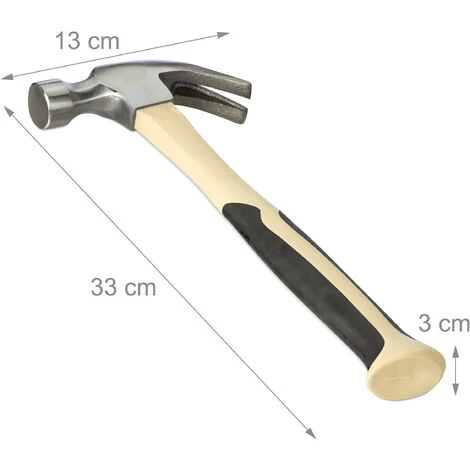 Relaxdays Zimmermannshammer, 2er Set, Klauenhammer Amerikanisch, Latthammer, Ergonomisch, Fiberglas, Stahl, Beige/silber 6 Relaxdays Zimmermannshammer, 2er Set, Klauenhammer Amerikanisch, Latthammer, Ergonomisch, Fiberglas, Stahl, Beige/silber – Bild 4