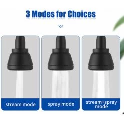 360 ° Drehbarer Wasserhahnkopf, Wasserhahnverlängerung, Spritzwassergeschützter Küchenarmatur-Sprayer Mit 3 Modi, Wassersparender Wasserhahnkopf Aus Schwarzem Kupfer -Werkzeug Garten Verkauf 91966280 5