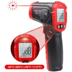 Infrarot Thermometer, Berührungslose Digitale Lasertemperaturpistole Von -58° F Bis 1112° F (-50° C Bis 600° C), Mit Hinterleuchtetem LCD-Display, Ohne Akku