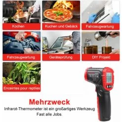Infrarot Thermometer, Berührungslose Digitale Lasertemperaturpistole Von -58° F Bis 1112° F (-50° C Bis 600° C), Mit Hinterleuchtetem LCD-Display, Ohne Akku 10 Infrarot Thermometer, Berührungslose Digitale Lasertemperaturpistole Von -58° F Bis 1112° F (-50° C Bis 600° C), Mit Hinterleuchtetem LCD-Display, Ohne Akku -Werkzeug Garten Verkauf 97828487 4